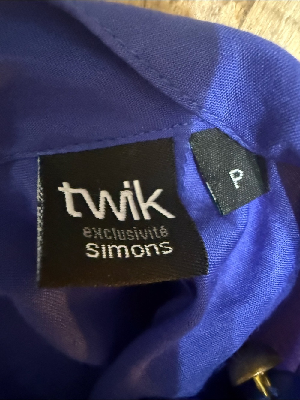 Twik Simons Royal Blue Washed Satin Oversized Fringe Open Back Blouse - Picture 3 of 4